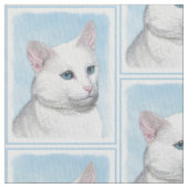 Witte kat schilderen - Kute Original Cat Art Stof (Close Up)