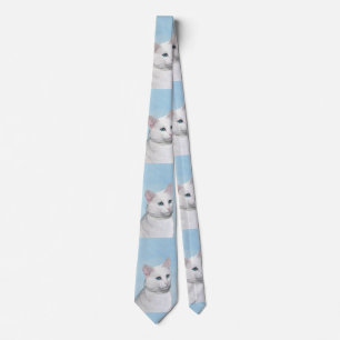 Witte kat schilderen - Kute Original Cat Art Stropdas