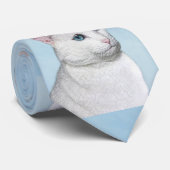 Witte kat schilderen - Kute Original Cat Art Stropdas (Opgerold)