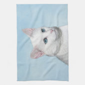 Witte kat schilderen - Kute Original Cat Art Theedoek (Verticaal)