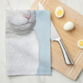 Witte kat schilderen - Kute Original Cat Art Theedoek (Quarter Fold)