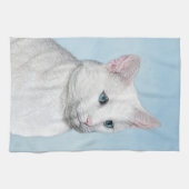 Witte kat schilderen - Kute Original Cat Art Theedoek (Horizontaal)