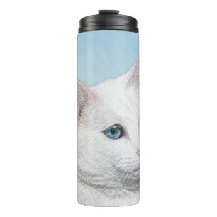 Witte kat schilderen - Kute Original Cat Art Thermosbeker