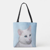 Witte kat schilderen - Kute Original Cat Art Tote Bag (Achterkant)
