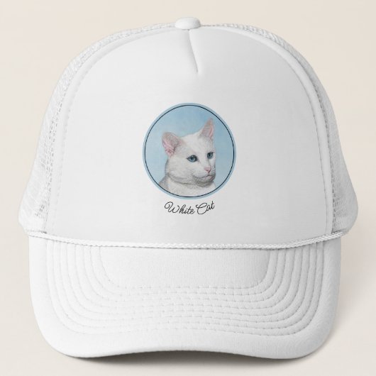 Witte kat schilderen - Kute Original Cat Art Trucker Pet (Voorkant)