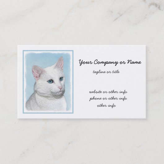 Witte kat schilderen - Kute Original Cat Art Visitekaartje (Voorkant)