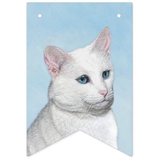 Witte kat schilderen - Kute Original Cat Art Vlaggetjes (Eerste vlag)