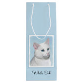Witte kat schilderen - Kute Original Cat Art Wijn Cadeautas (Achterkant)