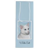 Witte kat schilderen - Kute Original Cat Art Wijn Cadeautas (Voorkant)