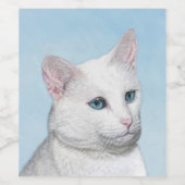 Witte kat schilderen - Kute Original Cat Art Wijn Etiket (Enkel label)