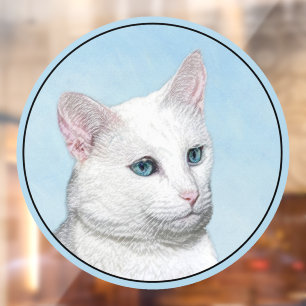 Witte kat schilderij - Mooie originele kat kunst Raamsticker