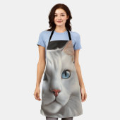 Witte kat schort (Gedragen)