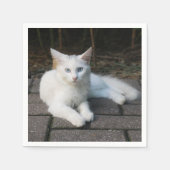 Witte kat servet (Voorkant)