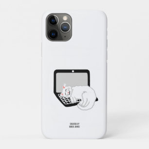 Witte kat slapen op laptop Apple iPhone 11 Pro Case-Mate iPhone Case