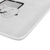 Witte kat slapen op laptop glas snijplank (Hoek)