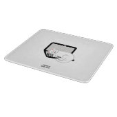 Witte kat slapen op laptop glas snijplank (Hoek)