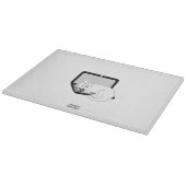 Witte kat slapen op laptop glas snijplank (Hoek)