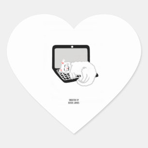 Witte kat slapen op laptop hart Sticker