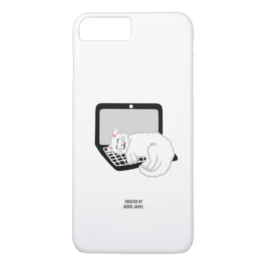 Witte kat slapen op laptop iPhone 8/7 Plus Hoesje (Achterkant)