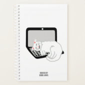 Witte kat slapen op laptop kleine planner (Voorkant)