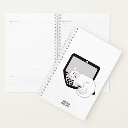 Witte kat slapen op laptop kleine planner (Display)