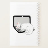 Witte kat slapen op laptop kleine planner (Achterkant)