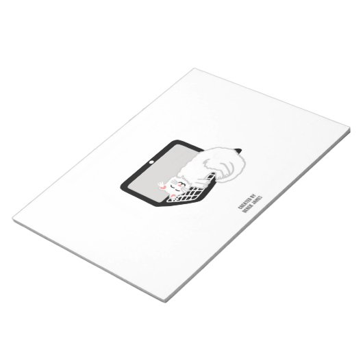 Witte kat slapen op laptop Notitieblok (Schuin)