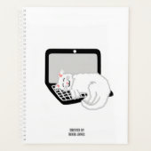Witte kat slapen op laptop standaard planner (Voorkant)