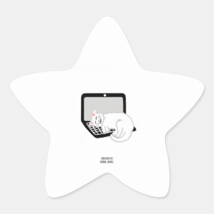 Witte kat slapen op laptop ster Sticker
