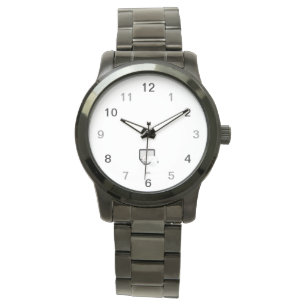 Witte kat slapen op laptop Unisex zwart horloge