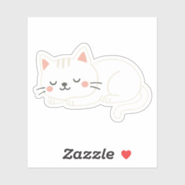 Witte kat slapend – Schattige zachte huisdierkunst Sticker