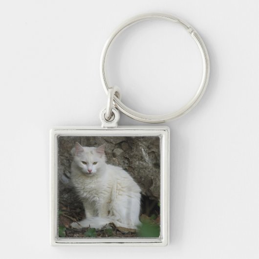 Witte kat sleutelhanger (Voorkant)