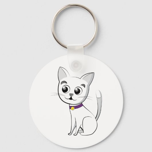 Witte kat sleutelhanger (Voorkant)