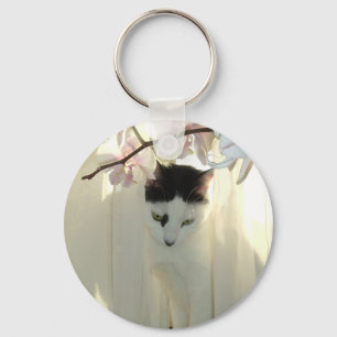  witte kat sleutelhanger