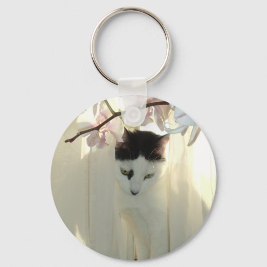  witte kat sleutelhanger (Voorkant)