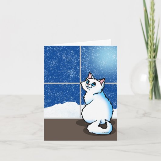 Witte Kat Sneeuwraam Kaart (Voorkant)