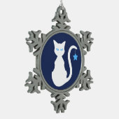 Witte kat Snowflake Ornament (Links)