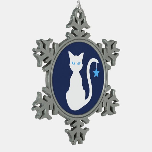 Witte kat Snowflake Ornament (Links)