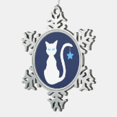 Witte kat Snowflake Ornament (Rechts)