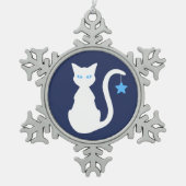 Witte kat Snowflake Ornament (Voorkant)
