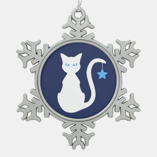 Witte kat Snowflake Ornament (Voorkant)
