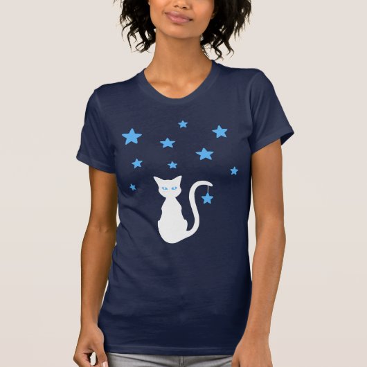 Witte Kat Sterren T-shirt (Voorkant)
