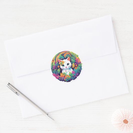 Witte Kat Stickers (Envelop)