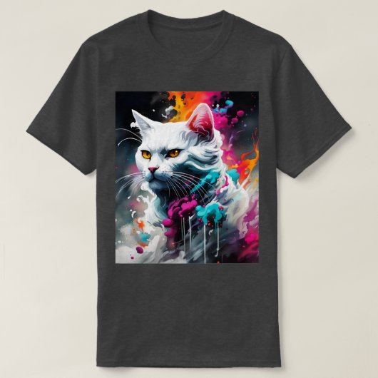 witte kat t-shirt (Design voorkant)