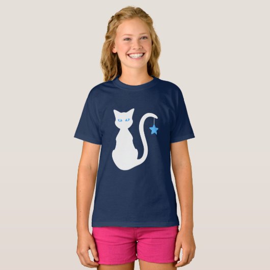 Witte kat T-Shirt (Kind) (Voorkant volledig)