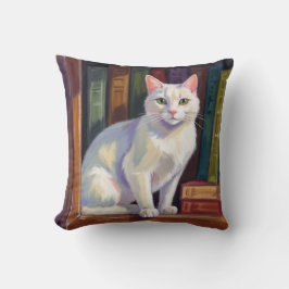 Witte kat tekening kussen
