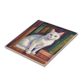 Witte kat tekening tegeltje (Zijkant)