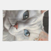 Witte kat theedoek (Horizontaal)