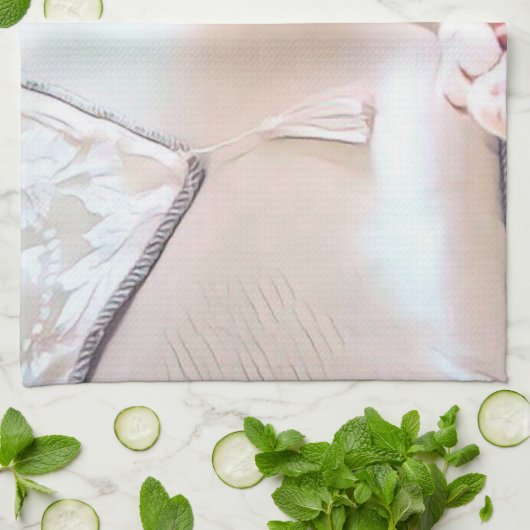 Witte kat theedoek (Gevouwen)