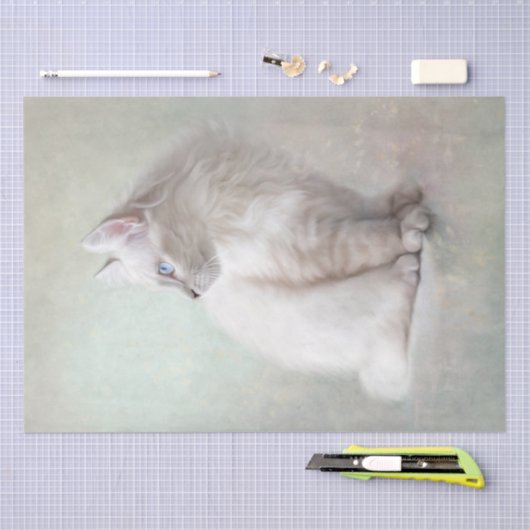 Witte kat tissuepapier (Craft)